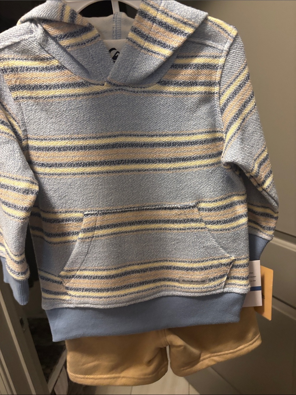 Quiksilver Blue, Yellow & Navy Striped Hooded Pullover with shorts set